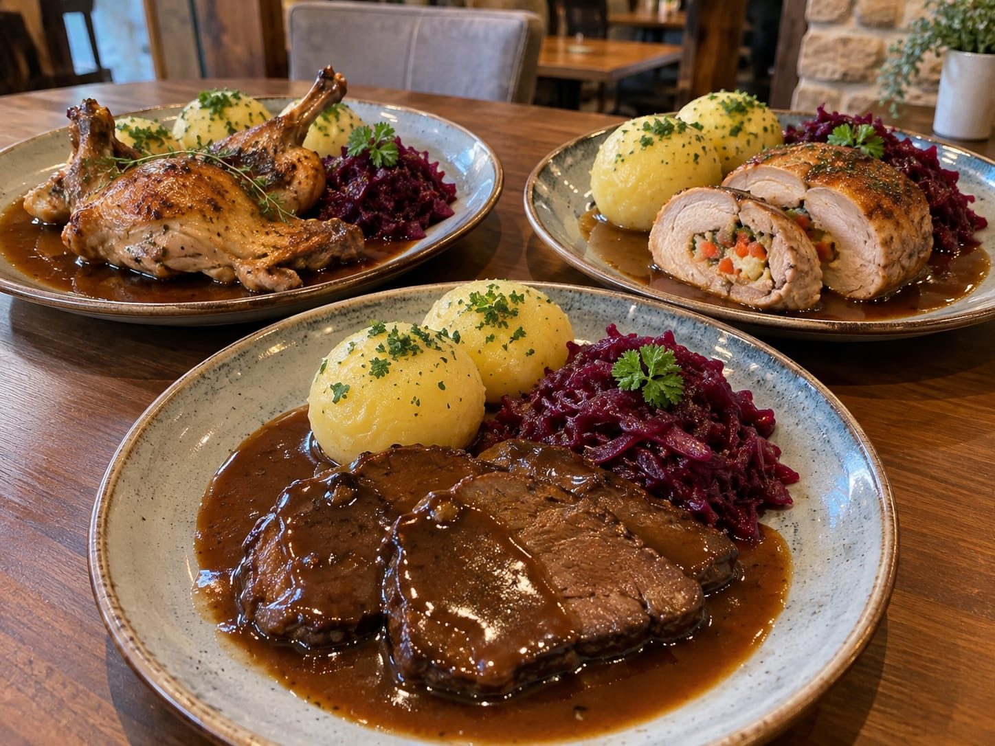 Sonntagsbraten mit Coburger Klößen und Rotkraut im RIVA Restaurant